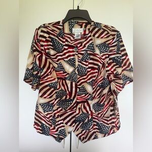 New Kathy Che flag shirt.  Patriotic.  Summer.  Plus size